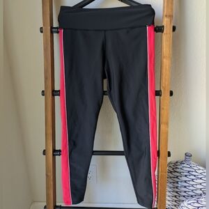 Chic Women's Black Leggings With Pink Finishes - Size M